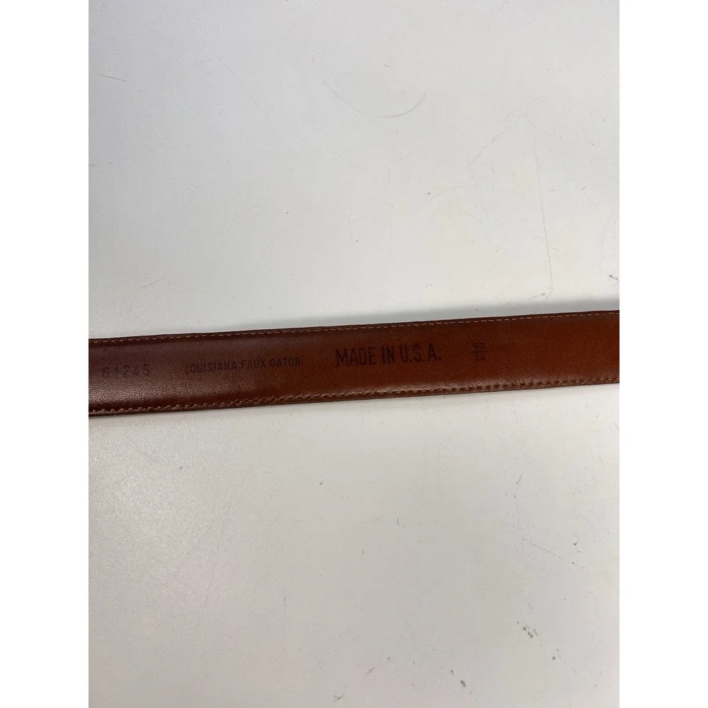 Bachrach Men Brown Faux Gator Leather Belt Gold Buckle Size 36 USA Vintage